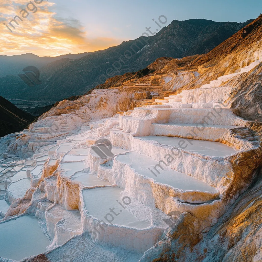 Vivid mountain landscape featuring a salt mine - Image 1