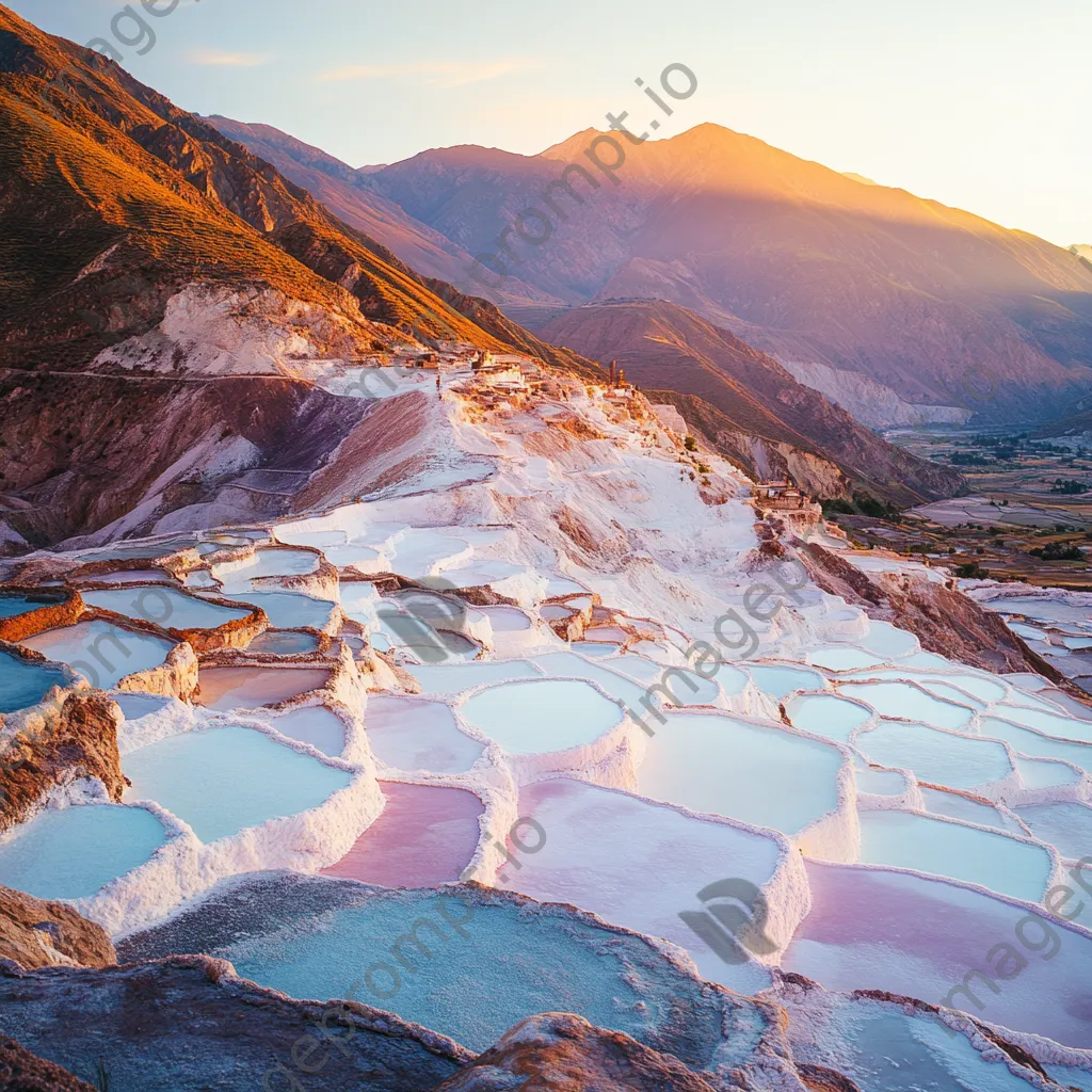 Vivid mountain landscape featuring a salt mine - Image 4