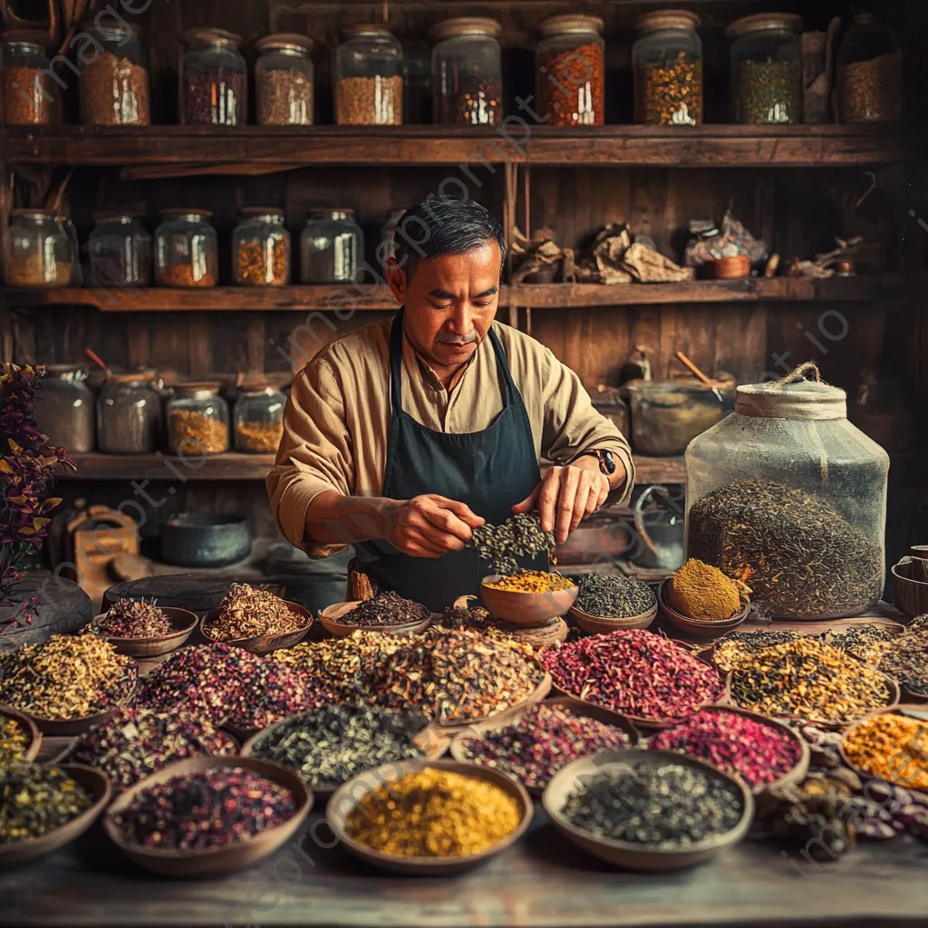 Artisan crafting traditional tea blends in a workshop - Image 3