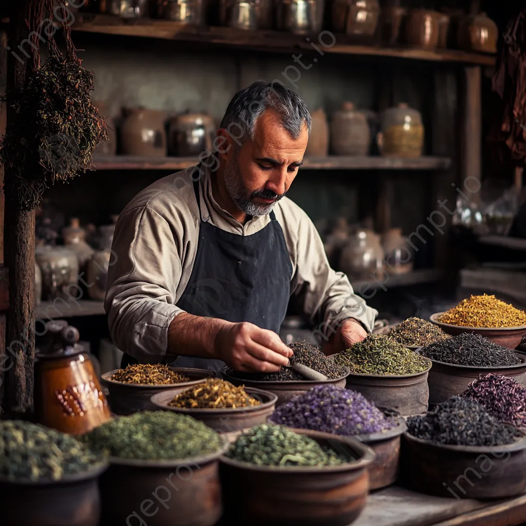 Artisan crafting traditional tea blends in a workshop - Image 4