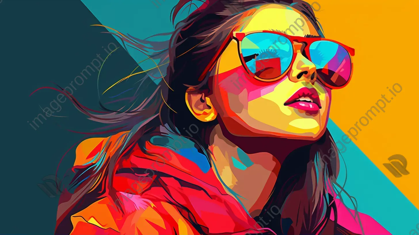 Low poly portrait of a fashionable teenager in bright pop colors - Image 1