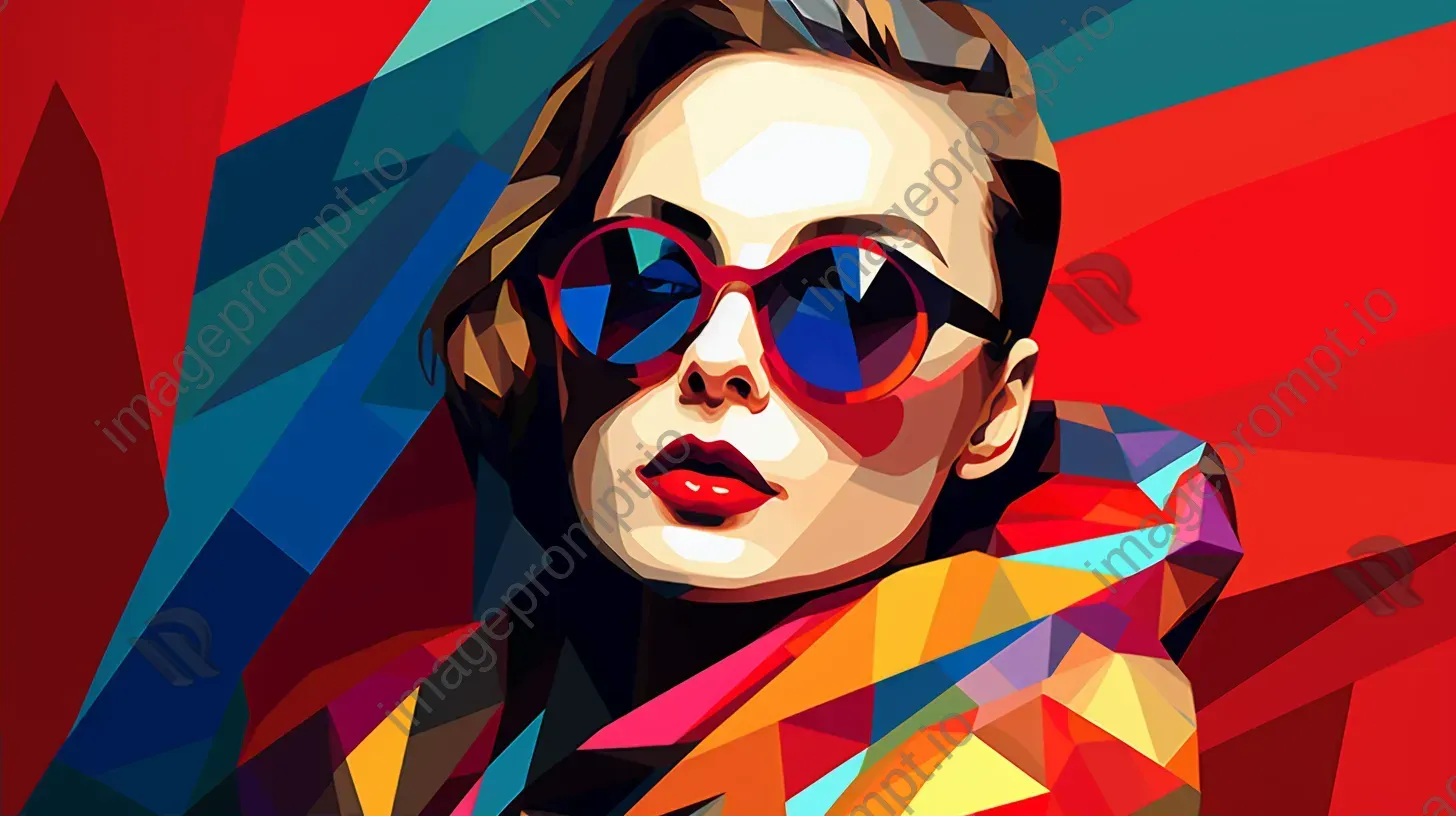 Low poly portrait of a fashionable teenager in bright pop colors - Image 2