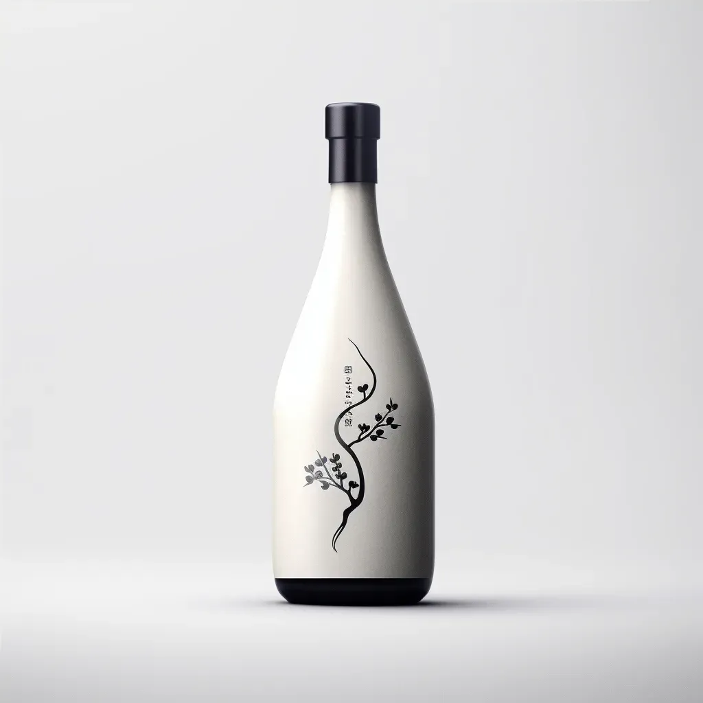 Minimalist sake bottle logo in black and white - Image 4