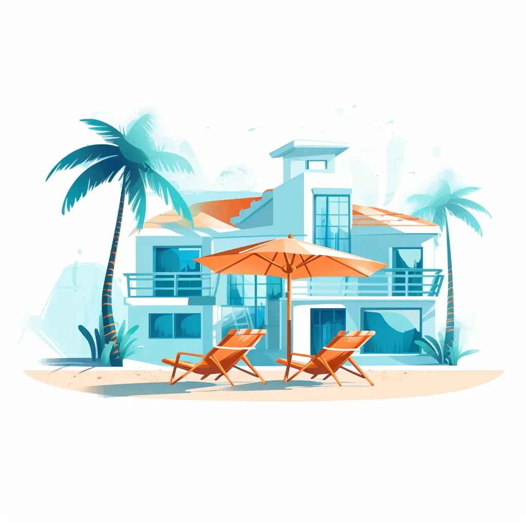 Beachfront Hotel Logo with Sun Loungers on Sandy Beach - Image 4