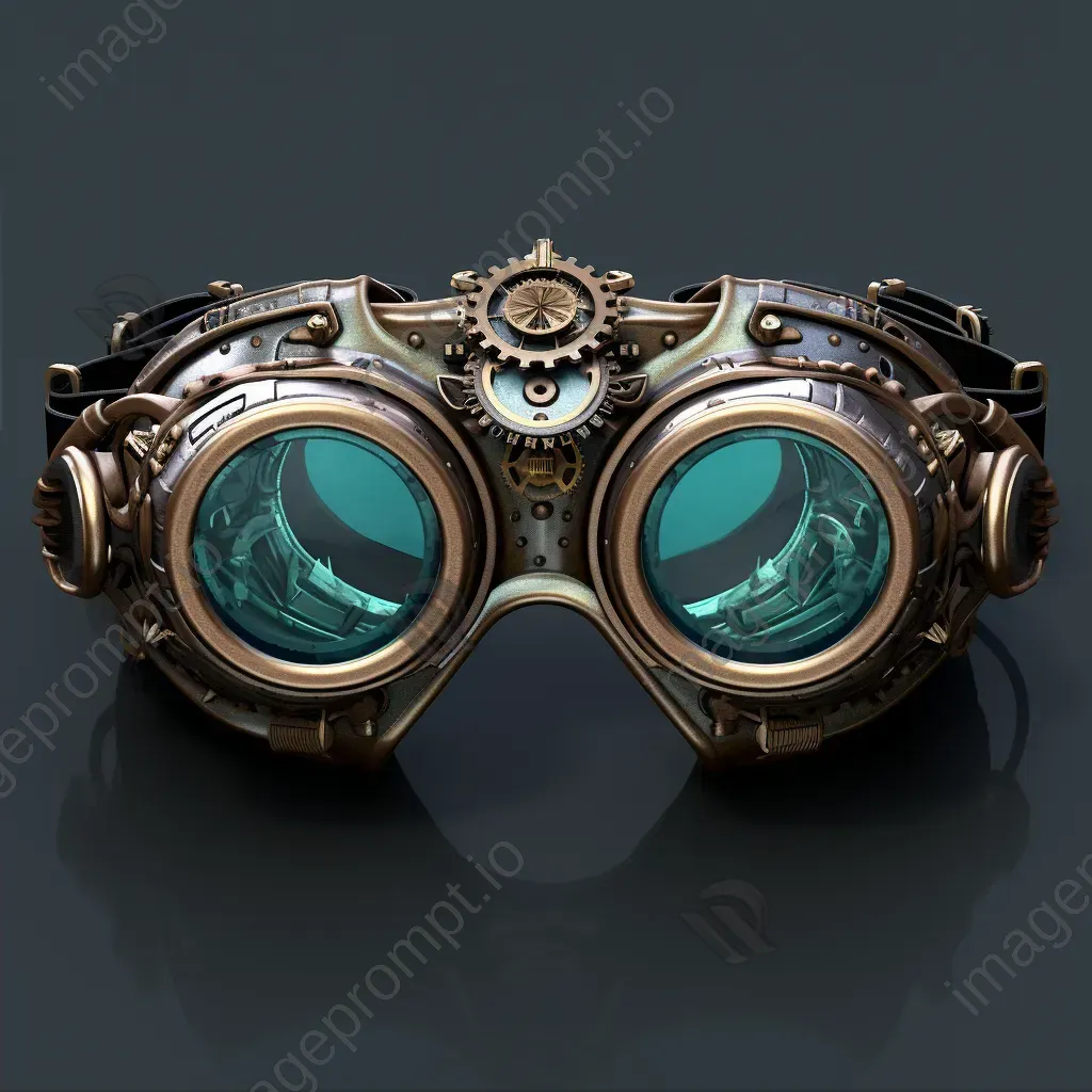 Steampunk goggles in low poly style with intricate gear details - Image 2