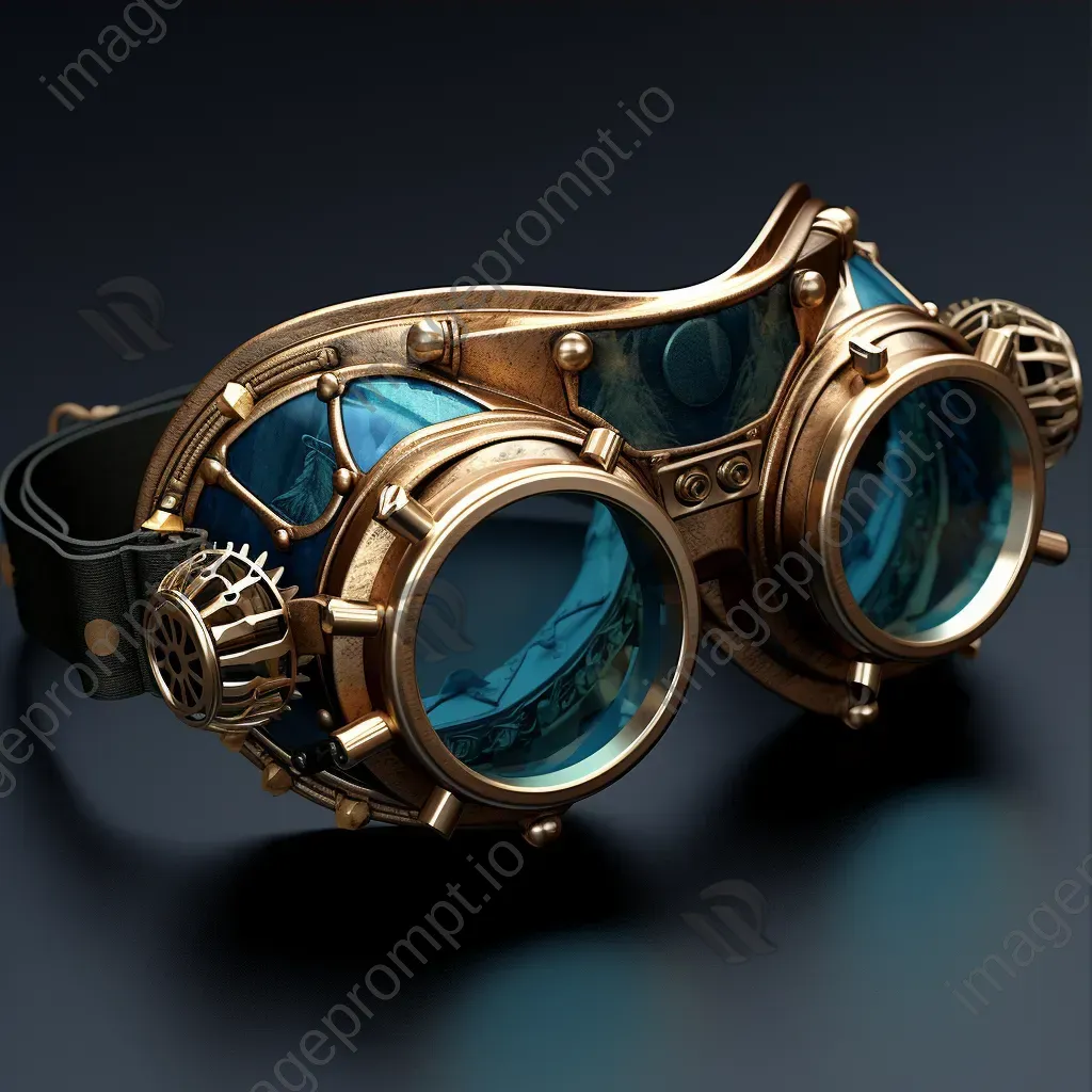 Steampunk goggles in low poly style with intricate gear details - Image 3