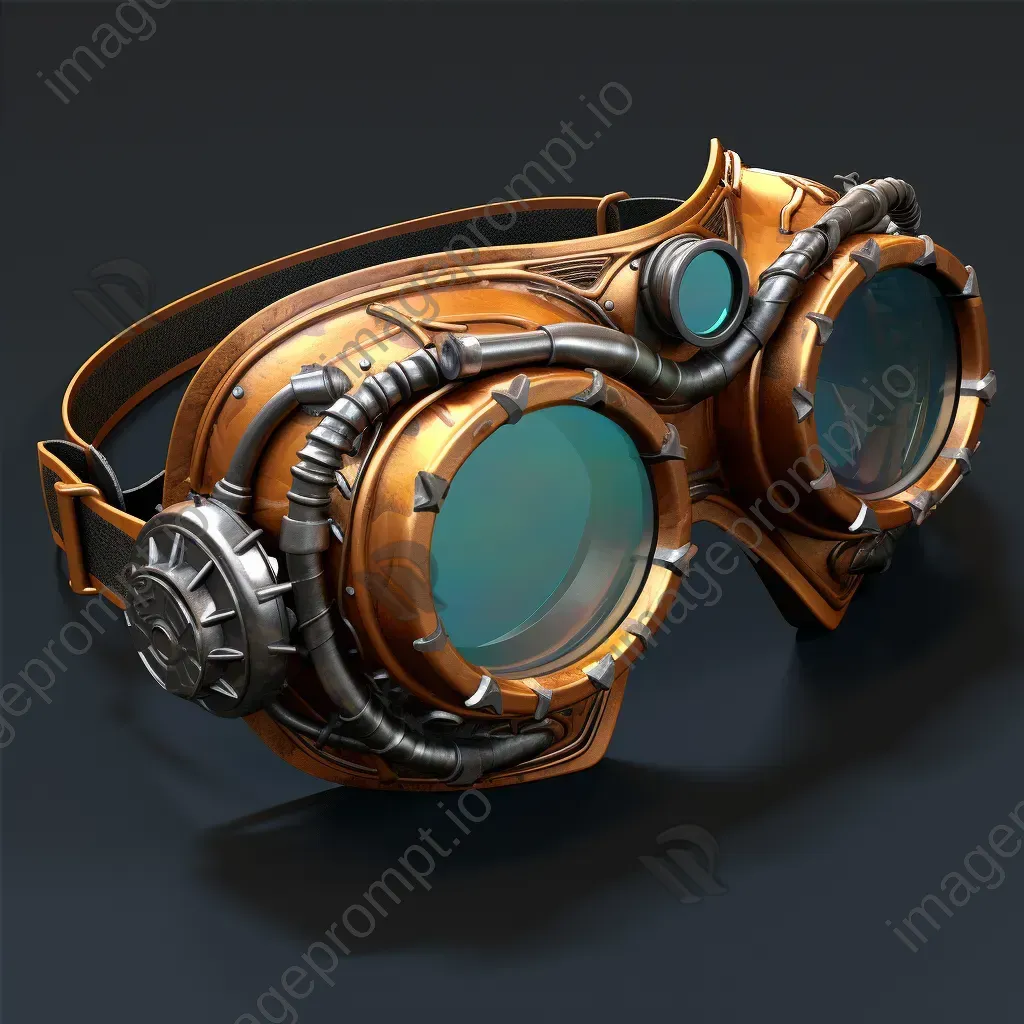 Steampunk goggles in low poly style with intricate gear details - Image 4