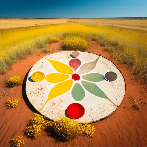 Mystic Native American medicine wheel with sacred stones in the open plains - Image 2