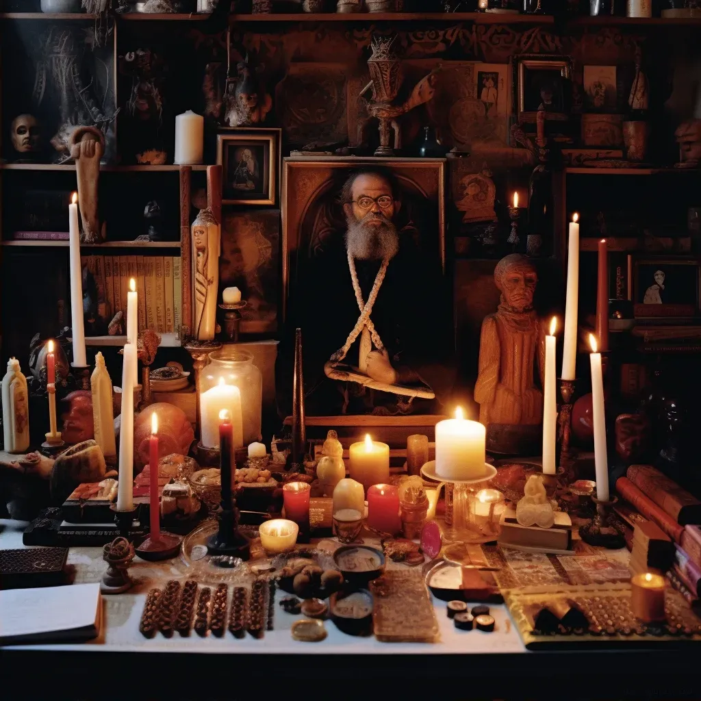 Candlelit altar sacred objects - Image 2