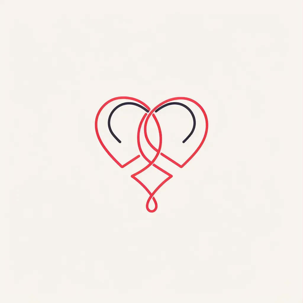 Logo featuring a monoline illustration of an infinity symbol turning into a heartbeat, in red and white. - Image 1