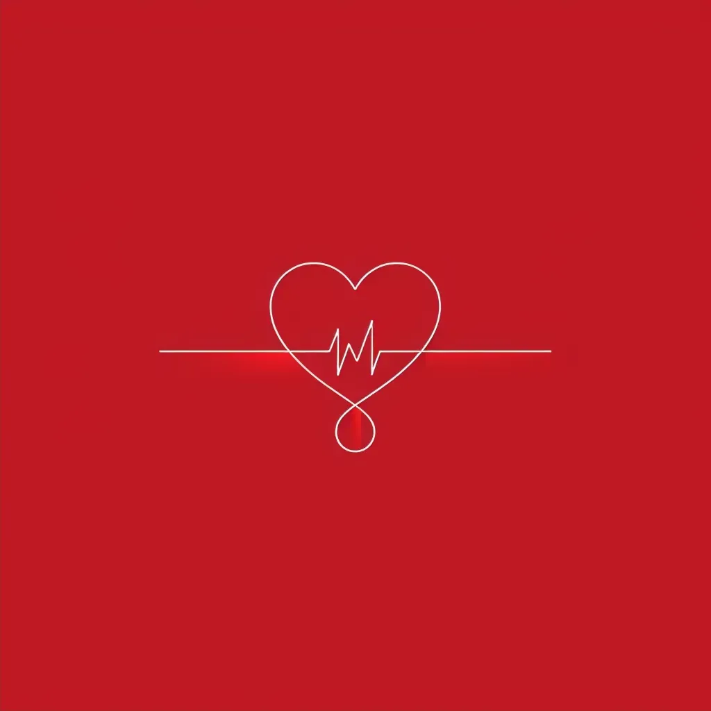 Logo featuring a monoline illustration of an infinity symbol turning into a heartbeat, in red and white. - Image 2