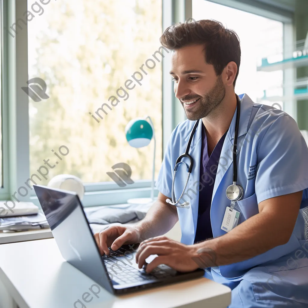 Young adult using laptop to explore health services - Image 4