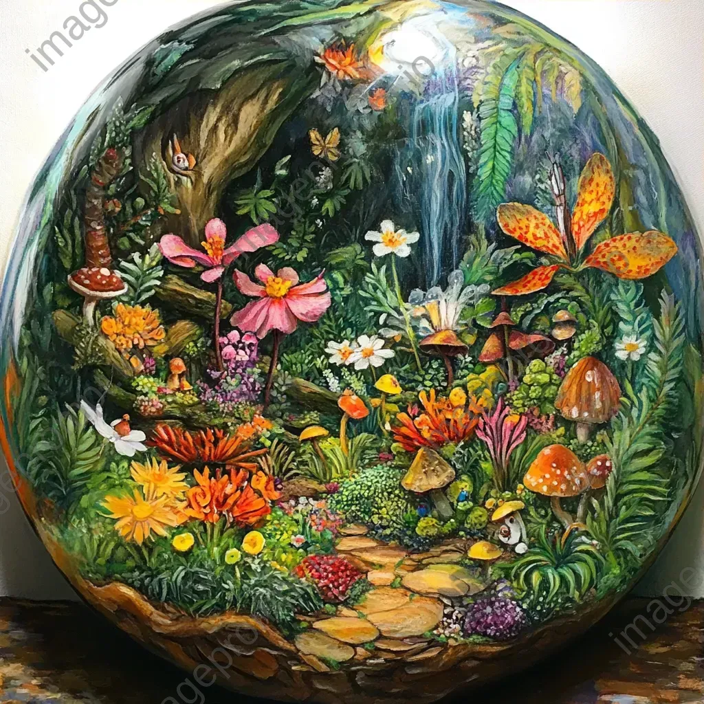 A vibrant scene of a whimsical terrarium with elusive fairies - Image 3