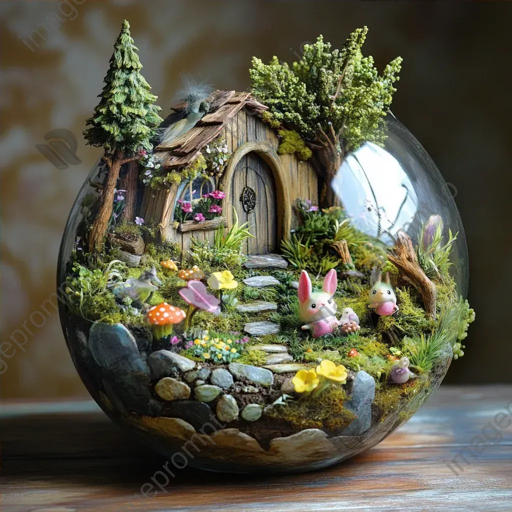 A vibrant scene of a whimsical terrarium with elusive fairies - Image 4