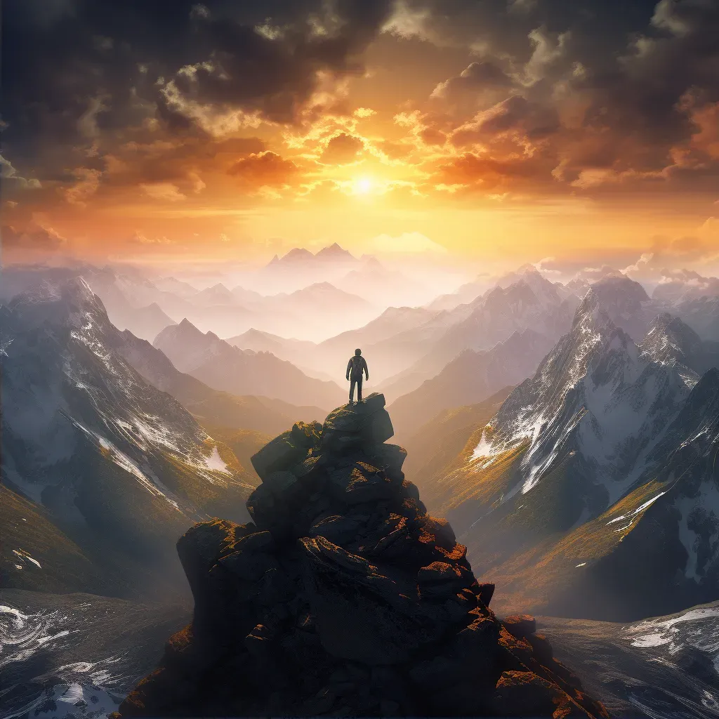 Image portraying a triumphant hiker on a mountaintop enjoying the view - Image 2