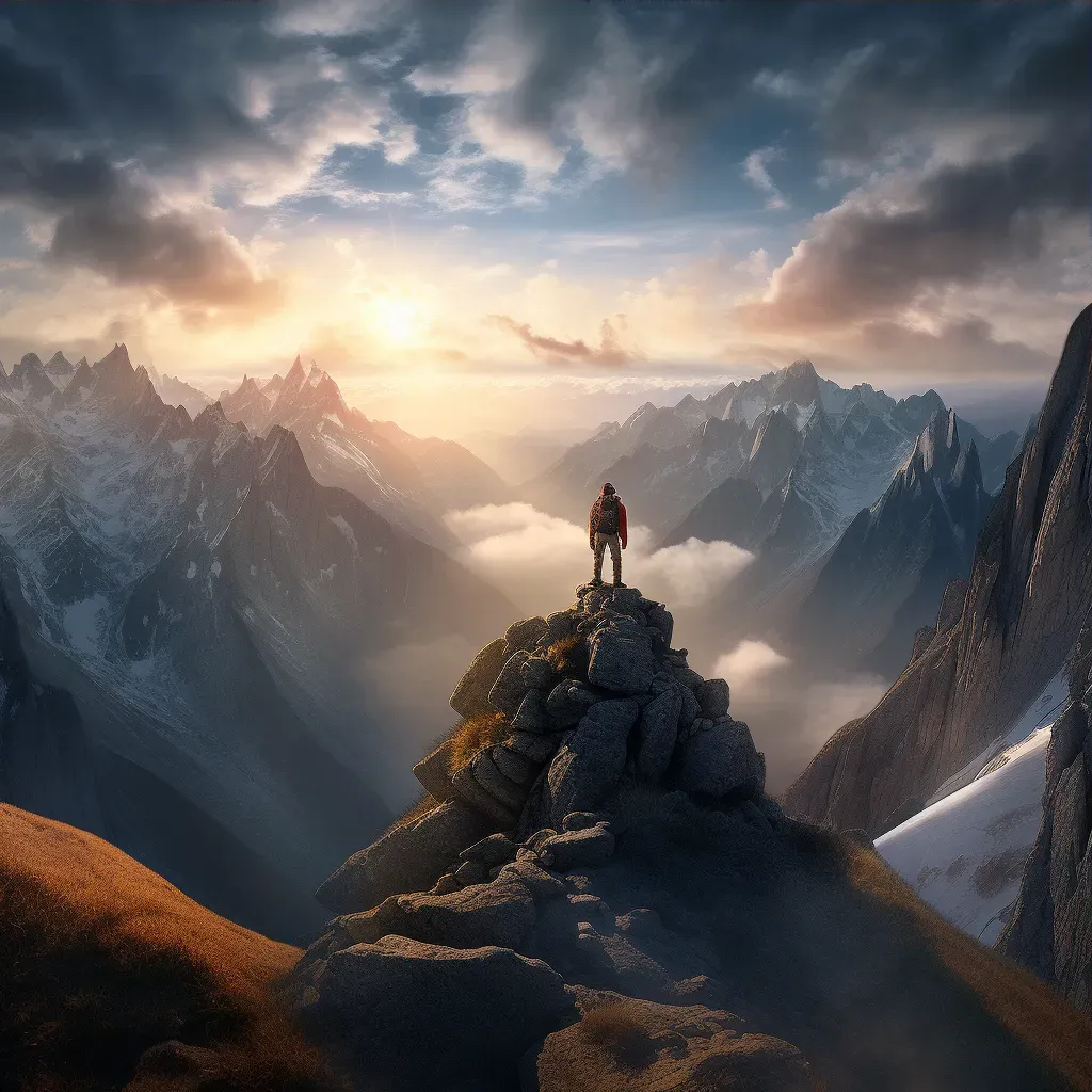 Image portraying a triumphant hiker on a mountaintop enjoying the view - Image 3