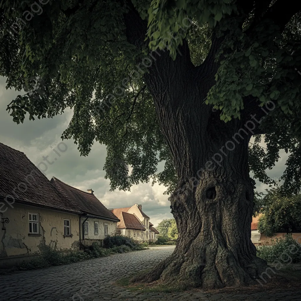 Large linden tree in a tranquil village setting - Image 3