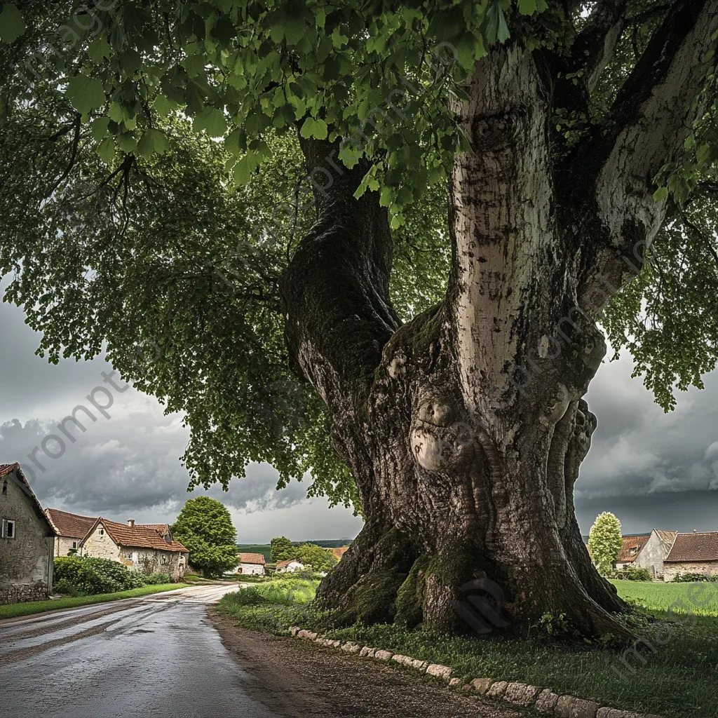 Large linden tree in a tranquil village setting - Image 4