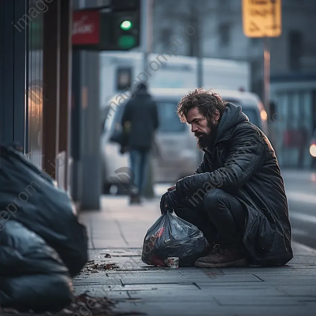 City Homeless Person on Street - Image 2