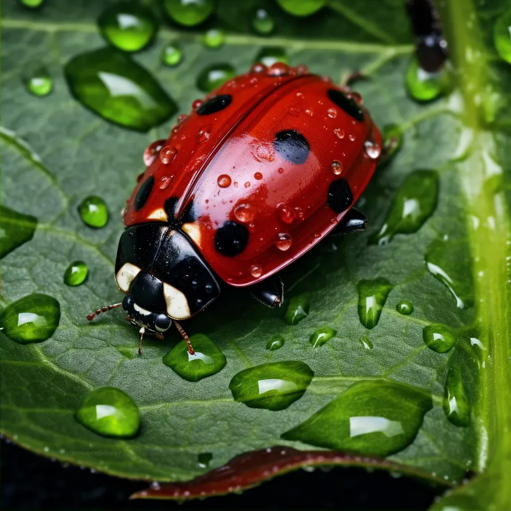 ladybug on leaf closeup - Image 2