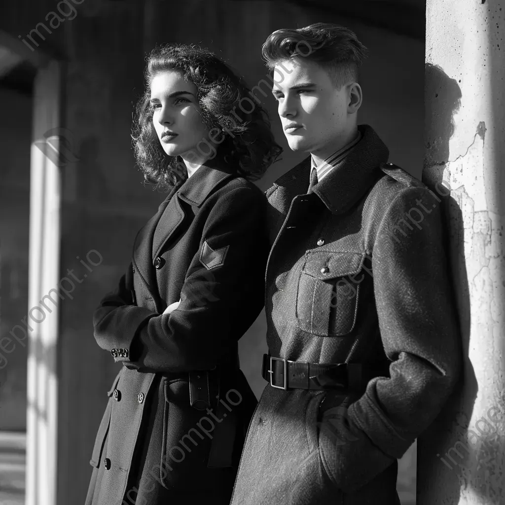 1940s military style fashion utility wear and structured coats - Image 4