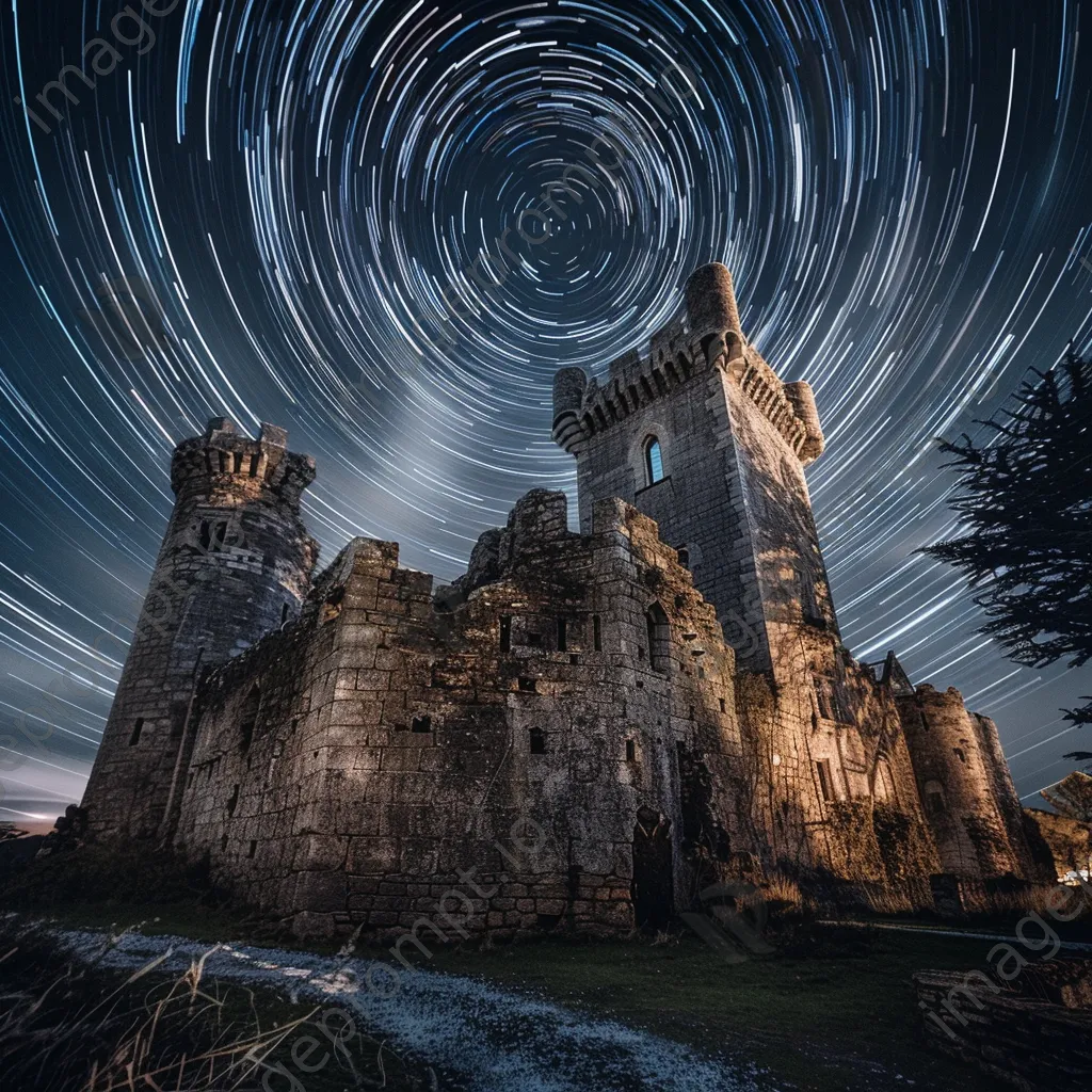 Starry sky above a medieval stone castle - Image 3