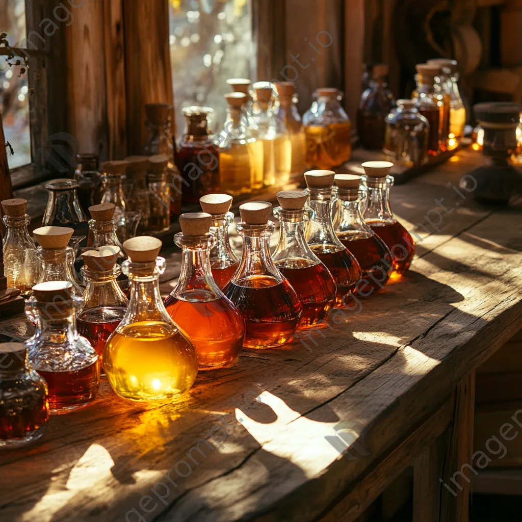 Assortment of maple syrup products on a wooden table - Image 2