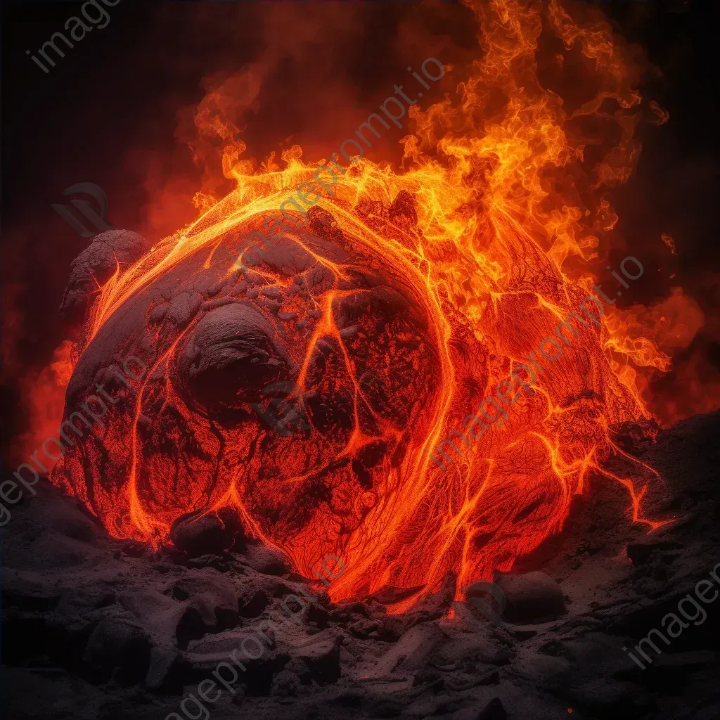 Volcanic planet with erupting volcanoes and molten lava flows - Image 4