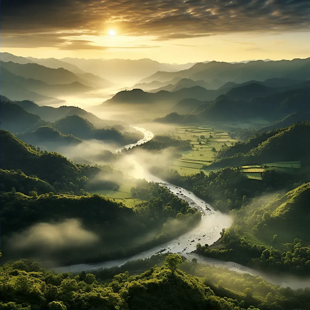 Misty Mountain Valley at Dawn