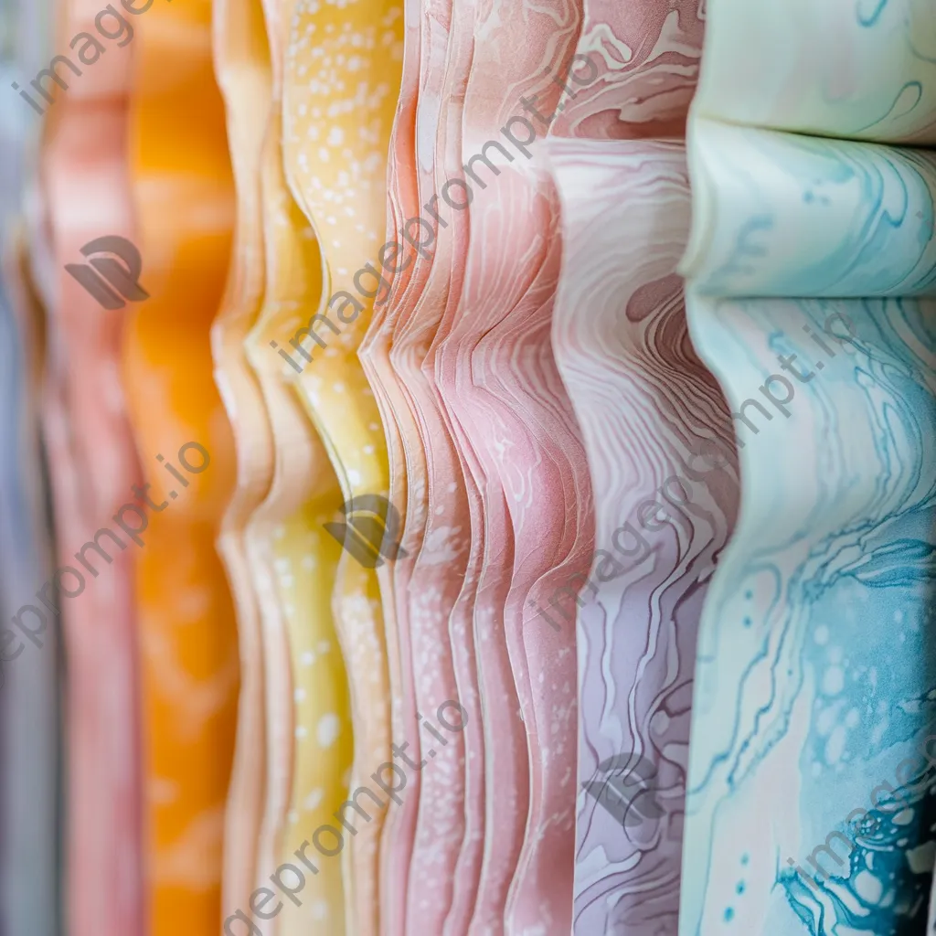 Close-up of stacked colorful handmade paper. - Image 2