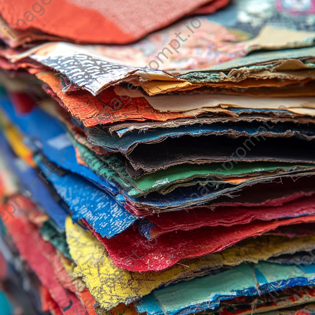 Close-up of stacked colorful handmade paper. - Image 4