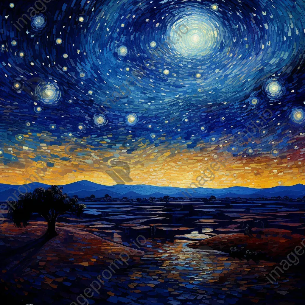 Impressionist painting of a star-filled night sky over the Sahara - Image 3