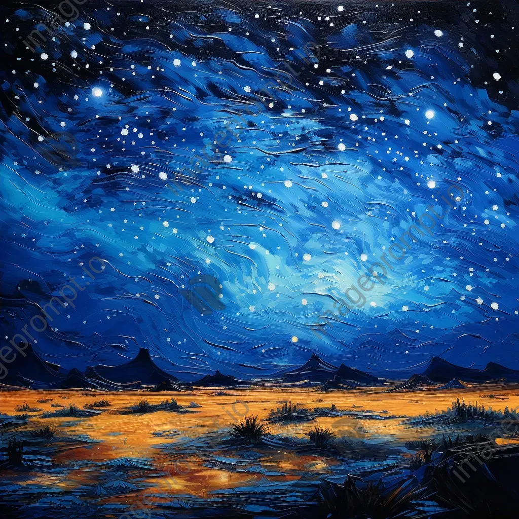 Impressionist painting of a star-filled night sky over the Sahara - Image 4