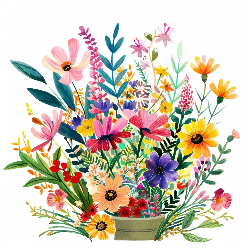 Summer flower market logo with blooming bouquets and garden decor - Image 1