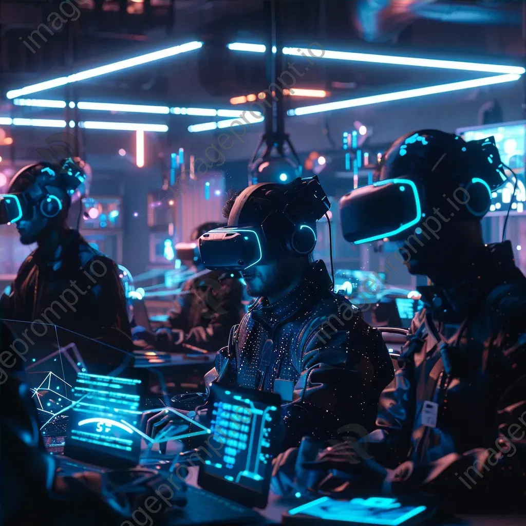 Virtual reality technicians in futuristic cyber repair workshop - Image 4