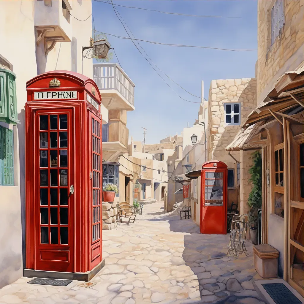 British red telephone box in Moroccan market - Image 3