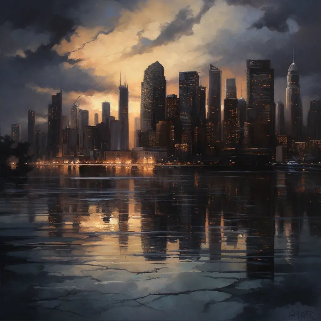 City skyline at dusk with waterfront reflections - Image 2