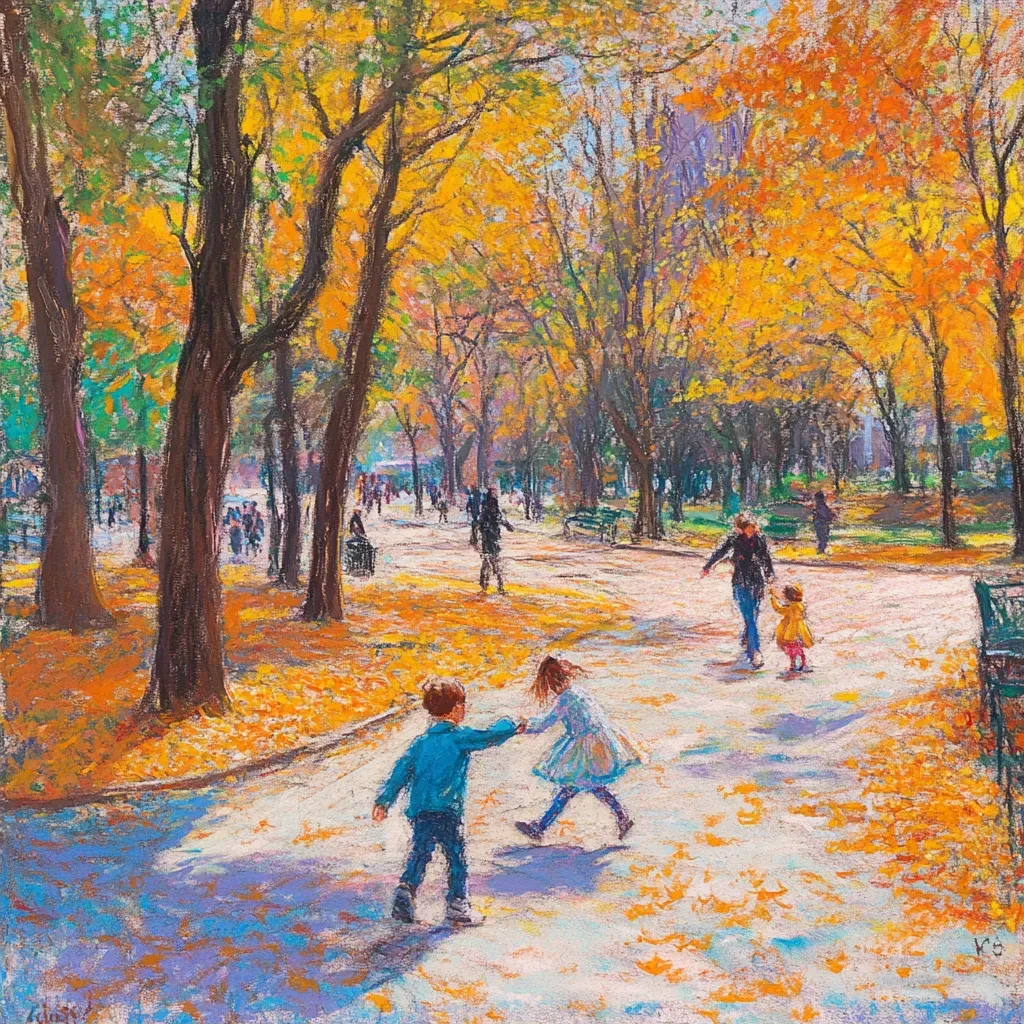 Vivid autumnal depiction of a city park - Image 2