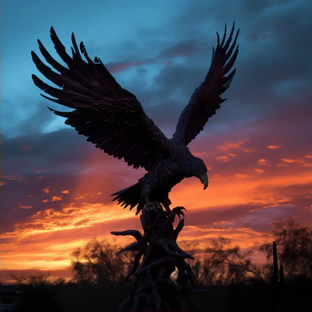 Illustration of a phoenix rising against a dramatic twilight sky - Image 2