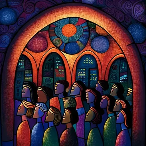 Community choir singing in illuminated cathedral - Image 4