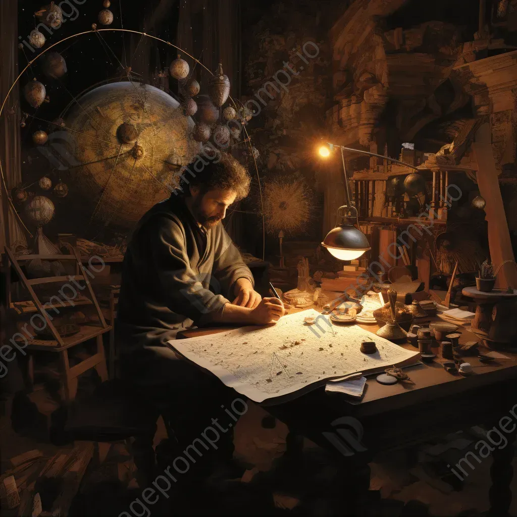 Chiaroscuro painting of astrologer