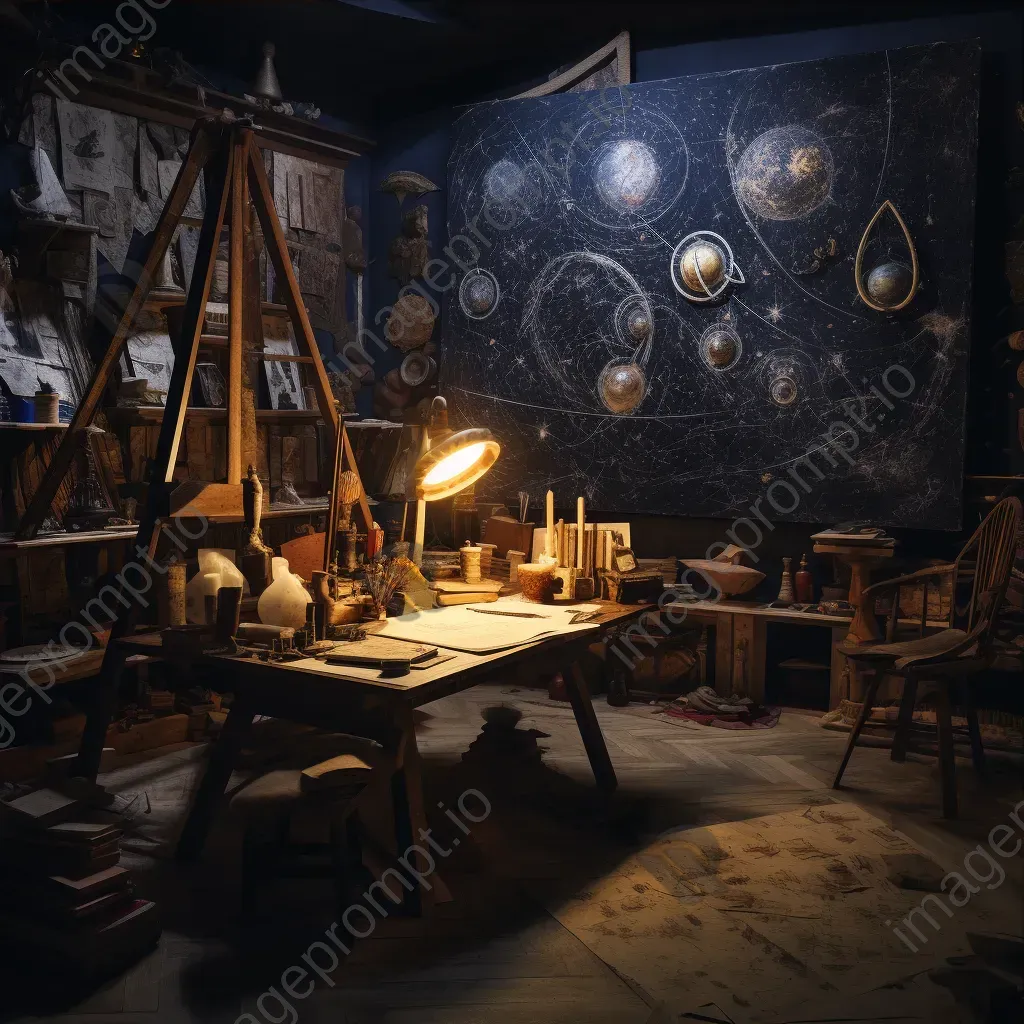 Chiaroscuro painting of astrologer