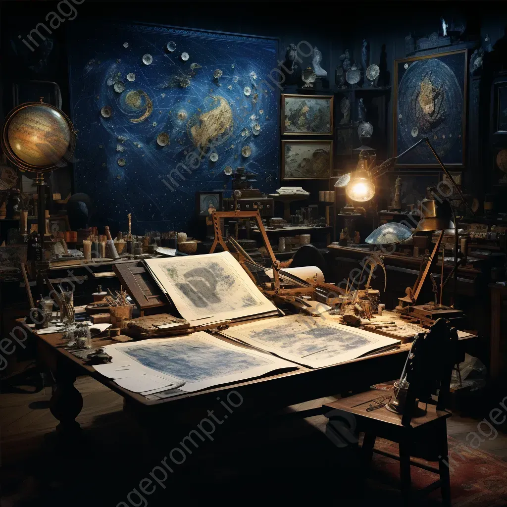 Chiaroscuro painting of astrologer