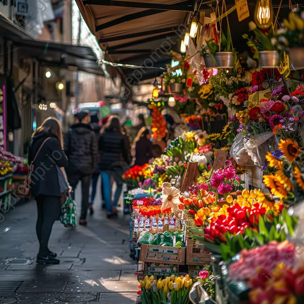 Bustling spring market full of colorful flowers - Image 2