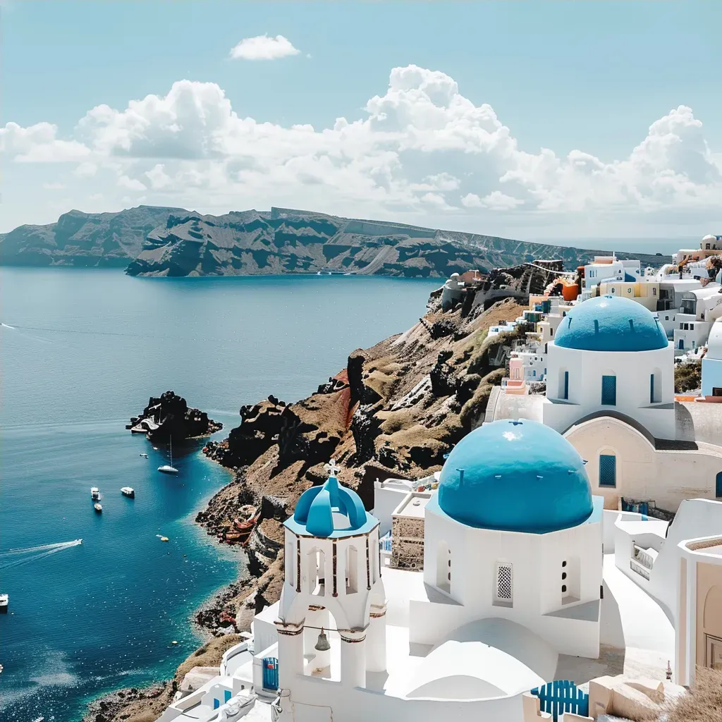 Santorini island with white buildings and blue domes - Image 4