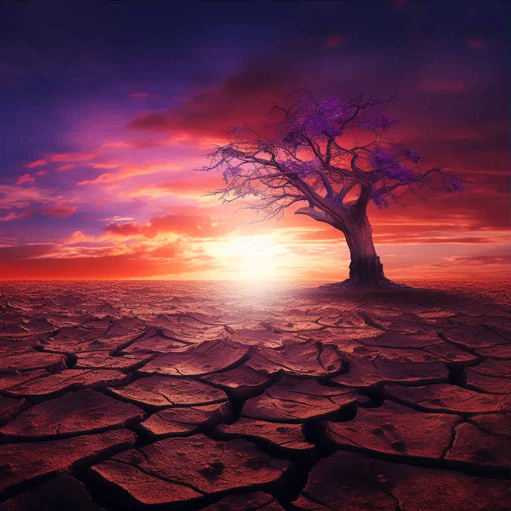 Drought-stricken landscape with cracked earth symbolizing impact of drought - Image 3