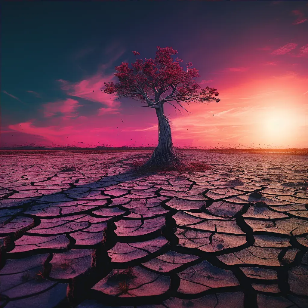 Drought-stricken landscape with cracked earth symbolizing impact of drought - Image 4