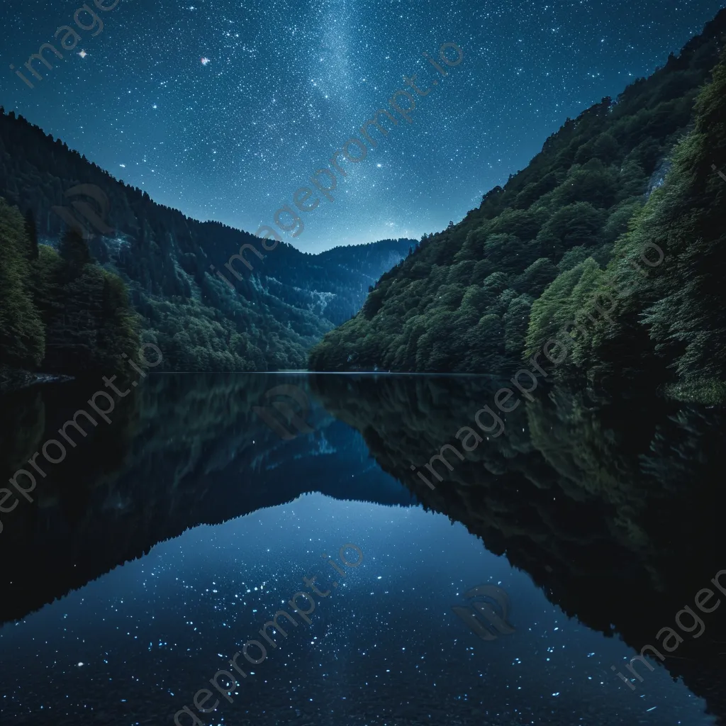 Starry sky over a calm mountain lake - Image 1