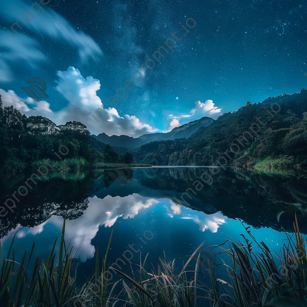 Starry sky over a calm mountain lake - Image 2