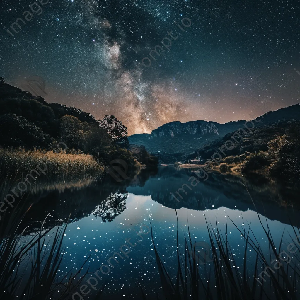 Starry sky over a calm mountain lake - Image 3